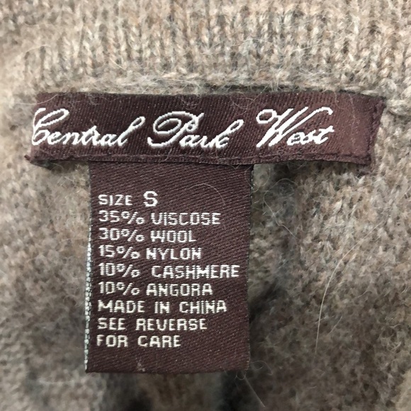 Central Park West Sweater Size Small Taupe Brown Wool Cashmere Angora - Picture 5 of 7